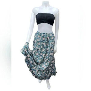 Max Studio NWT Maxi Length Floral Tiered  Lined Skirt Size Small